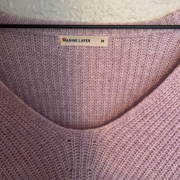Marine Layer ribbed v-neck sweater cashmere blend - Picture 3 of 6